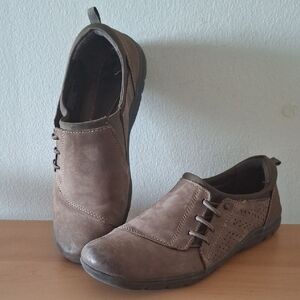 Earth Origins Teresa Brown Stone Suede Leather Loafers - Size 9M